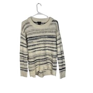 Calvin Klein Jeans Striped Knit Sweater Pullover Crew Neck Cozy S